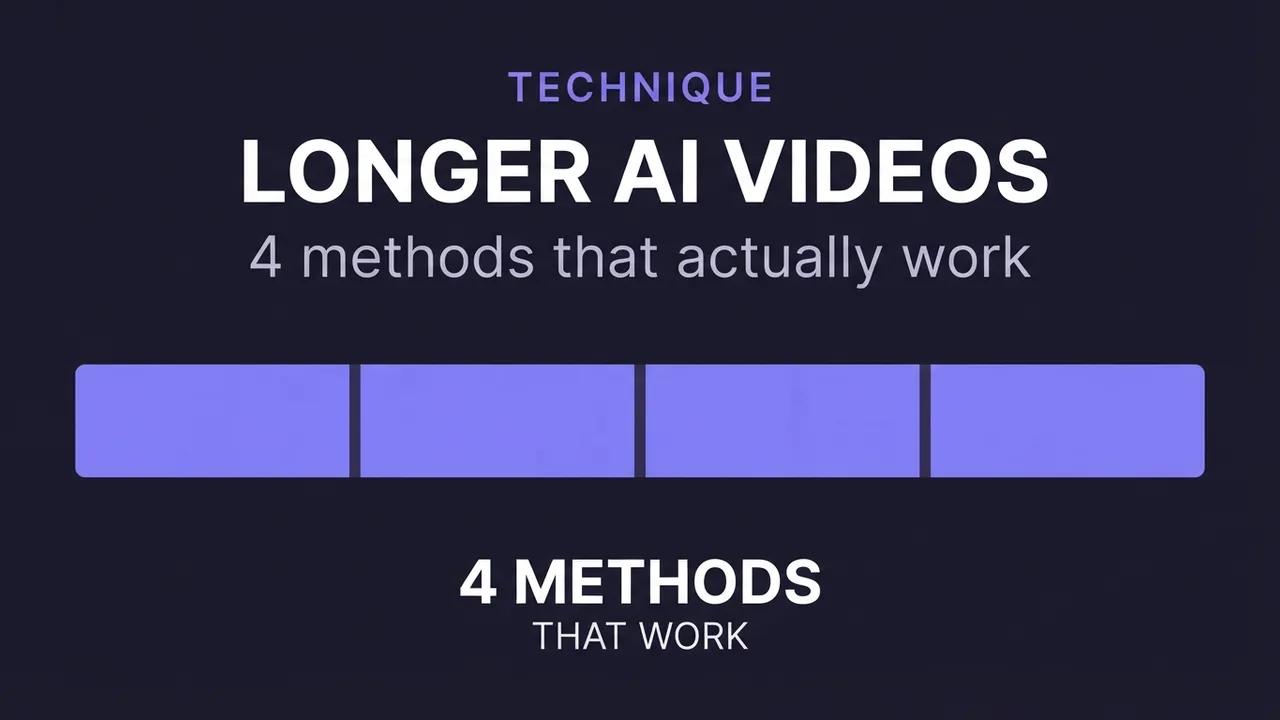 A card for the longer AI videos guide, showing four short segments joined into one longer bar.