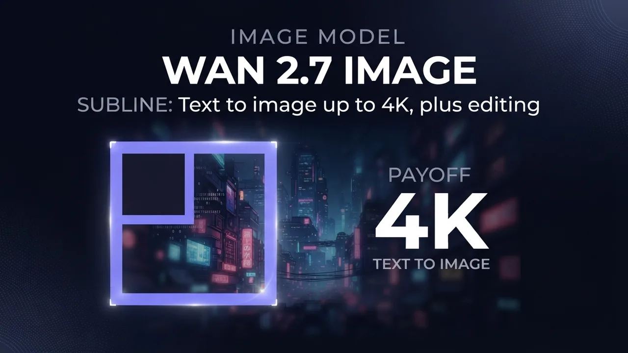 A card for the Wan 2.7 Image guide, showing a nested square representing generation up to 4K resolution.
