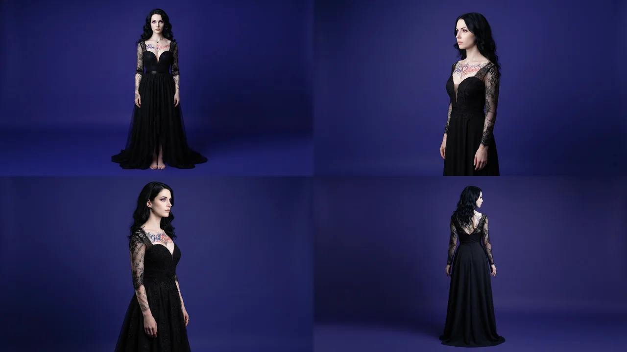 The GenLovers mascot photographed from four fixed camera angles arranged in a grid: front, left profile, right profile, and back, illustrating the multiple viewpoints a Gaussian Splat reconstruction is built from.